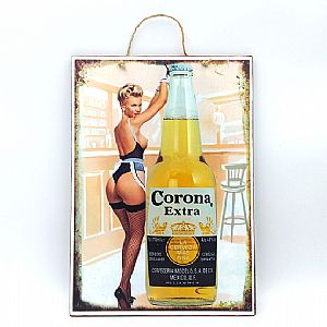 Πινακίδα ξύλινη μπύρα Corona Extra