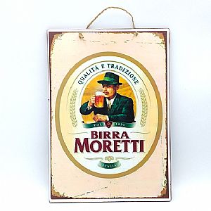 Ξύλινο πινακακι vintage Birra Moretti