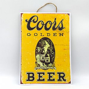 Ξύλινο πινακακι vintage Coors Golden Beer