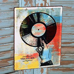 Πινακίδα "Vinyl Treasure" ξύλινη χειροποίητη