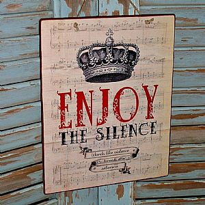 Πινακίδα "Enjoy The Silence" ξύλινη χειροποίητη