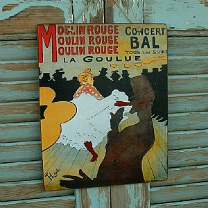 Πινακίδα "Moulin Rouge - Henri de Toulouse-Lautrec" ξύλινη χειροποίητη