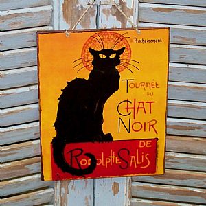 Πινακίδα "Le Tourneé Du Chat Noir" ξύλινη χειροποίητη