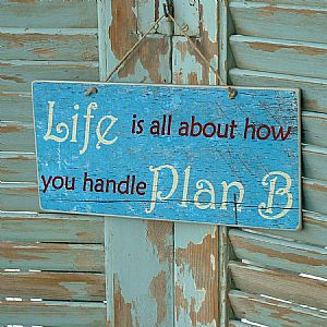 Πινακίδα "Life Is All About How You Handle Plan B" ξύλινη χειροποίητη