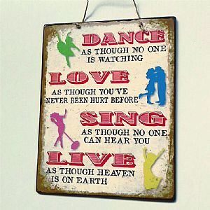 Πινακίδα "Dance-Love-Sing-Live" ξύλινη χειροποίητη