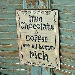 Πινακίδα "Men Chocolate & Coffee" ξύλινη χειροποίητη