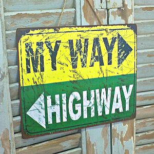 Πινακίδα "My Way-Highway" ξύλινη χειροποίητη