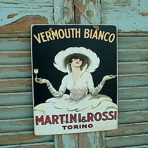Πινακίδα "Martini & Rossi" ξύλινη χειροποίητη