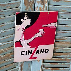 Πινακίδα "Cinzano" ξύλινη χειροποίητη