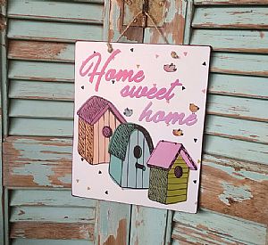 Πινακίδα "Home Sweet Home" ξύλινη χειροποίητη