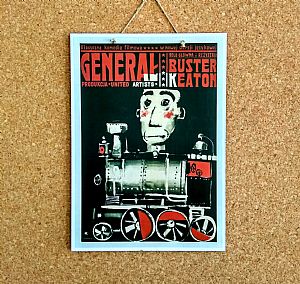 Vintage κινηματογραφίκή αφίσα The General ξύλινη χειροποίητη
