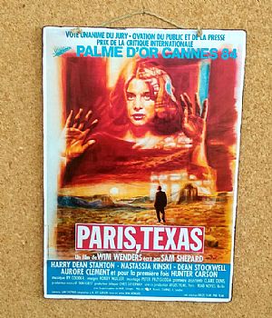 Vintage κινηματογραφίκή αφίσα Paris, Texas ξύλινη χειροποίητη