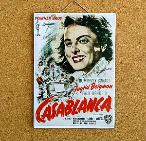 Vintage κινηματογραφίκή αφίσα Casablanca ξυλινη χειροποίητη