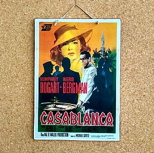 Vintage κινηματογραφίκή αφίσα Casablanca ξύλινη χειροποίητη
