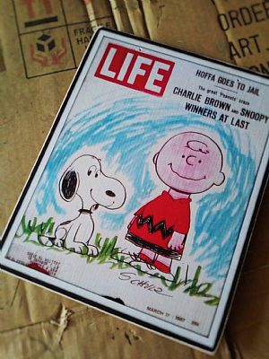 Πινακίδα "Snoopy and Charlie Brown" ξύλινη χειροποίητη