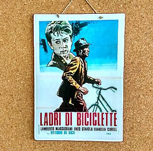 Vintage κινηματογραφίκή αφίσα Lardi Di Biciclette ξυλινη χειροποίητη