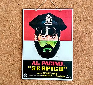 Vintage κινηματογραφίκή αφίσα Serpico ξύλινη χειροποίητη