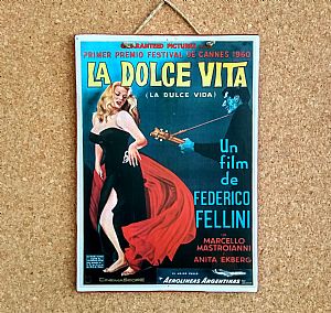 Vintage κινηματογραφίκή αφίσα La Dolce Vita ξυλινη χειροποίητη