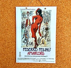 Vintage κινηματογραφίκή αφίσα Amarcord ξυλινη χειροποίητη