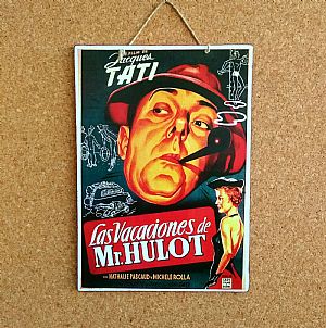 Vintage κινηματογραφίκή αφίσα Les Vacations De Monsieur Hulot ξυλινη χειροποίητη