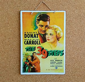 Vintage κινηματογραφίκή αφίσα The 39 Steps ξύλινη χειροποίητη