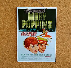 Vintage κινηματογραφίκή αφίσα Mary Poppins ξύλινη χειροποίητη