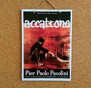 Vintage κινηματογραφίκή αφίσα Accattone ξυλινη χειροποίητη
