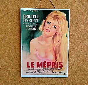 Vintage κινηματογραφίκή αφίσα Le Mepris ξύλινη χειροποίητη