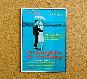 Vintage κινηματογραφίκή αφίσα Les Parapluies De Cherburg ξύλινη χειροποίητη