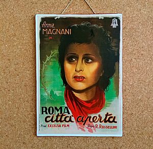 Vintage κινηματογραφίκή αφίσα Roma Citta Aperta ξύλινη χειροποίητη