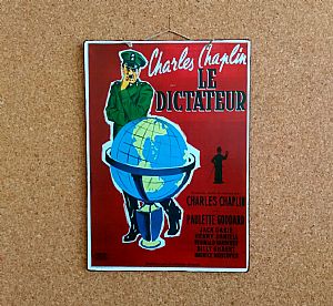 Vintage κινηματογραφίκή αφίσα The Great Dictator ξύλινη χειροποίητη