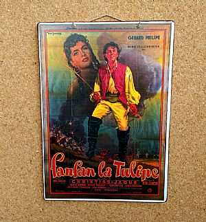 Vintage κινηματογραφίκή αφίσα Fanfan La Tulipe ξύλινη χειροποίητη