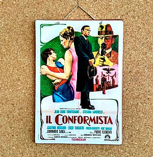 Vintage κινηματογραφίκή αφίσα Il Conformista ξύλινη χειροποίητη