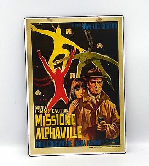 Vintage πινακίδα κινηματογραφική αφίσα Alphaville ξύλινη χειροποίητη