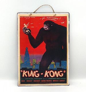 Vintage πινακίδα κινηματογραφική αφίσα King Kong ξύλινη χειροποίητη