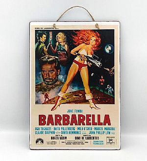 Vintage κινηματογραφική αφίσα Barbarella ξύλινη χειροποίητη