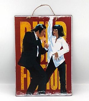 Vintage κινηματογραφική αφίσα Pulp Fiction ξύλινη χειροποίητη