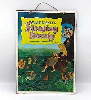 Πινακίδα κινηματογραφική αφίσα Sleeping Beauty ξύλινη χειροποίητη