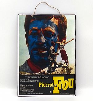 Ξύλινη κινηματογραφική αφίσα Pierrot Le Fou vintage χειροποίητη