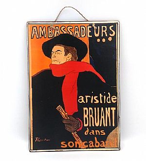 Πινακίδα vintage αφίσα Ambassadeurs ξύλινη χειροποίητη
