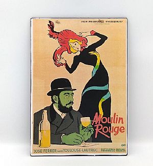 Πινακίδα vintage κινηματογραφική Moulin Rouge ξυλινη χειροποίητη