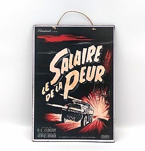 Ξύλινη κινηματογραφική αφίσα Les Salaire De La Peur vintage χειροποίητη