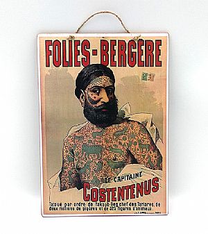 Vintage πινακίδα αφίσα Folies-Bergere ξύλινη χειροποίητη
