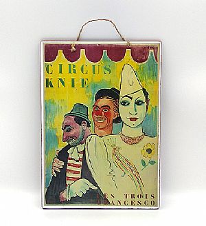 Ξύλινη πινακίδα αφίσα Circus Knie vintage χειροποίητη
