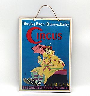 Ξύλινη πινακίδα αφίσα Circus Ringling Bros And Barnum & Bailey vintage χειροποίητη