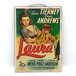Vintage κινηματογραφική αφίσα Laura ξύλινη χειροποίητη