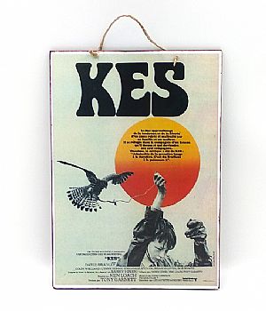 Vintage πινακίδα κινηματογραφική αφίσα KES ξύλινη χειροποίητη