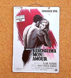 Vintage πινακίδα κινηματογραφική αφίσα Hiroshima Mon Amour ξύλινη χειροποίητη