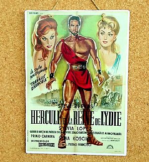 Vintage πινακίδα κινηματογραφική αφίσα Hercule Et La Reine De Lydie ξύλινη χειροποίητη