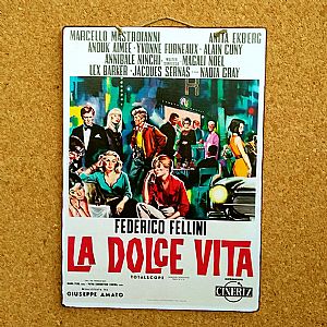 Vintage κινηματογραφική αφίσα La Dolce Vita ξύλινη χειροποίητη